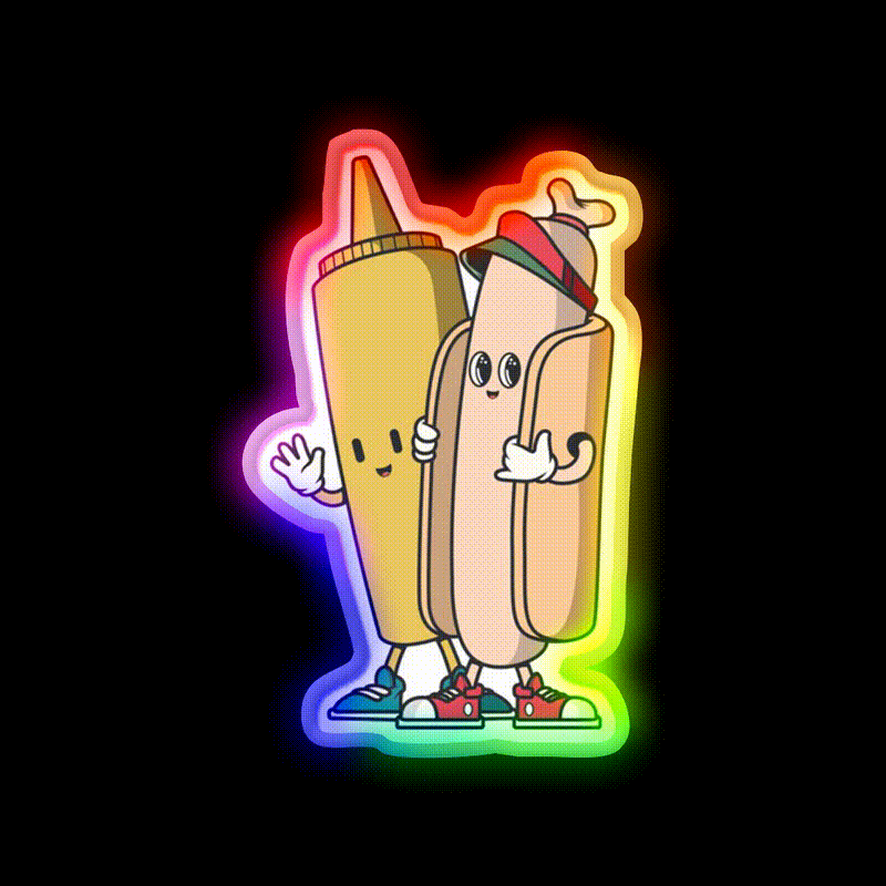 Fast Food Lovers Friends Fast Food Led Neon Sign For Burger Place Rgb Color - LED neon sign close-up detail