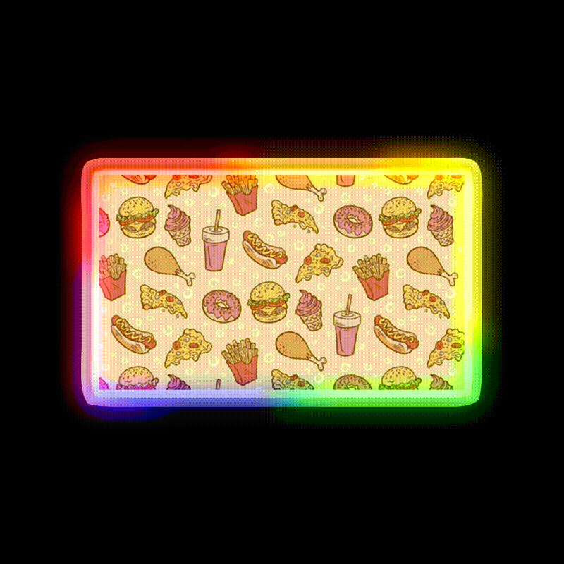Fast Food Meal Snack Food Led Neon Sign Rgb Color - LED neon sign close-up detail