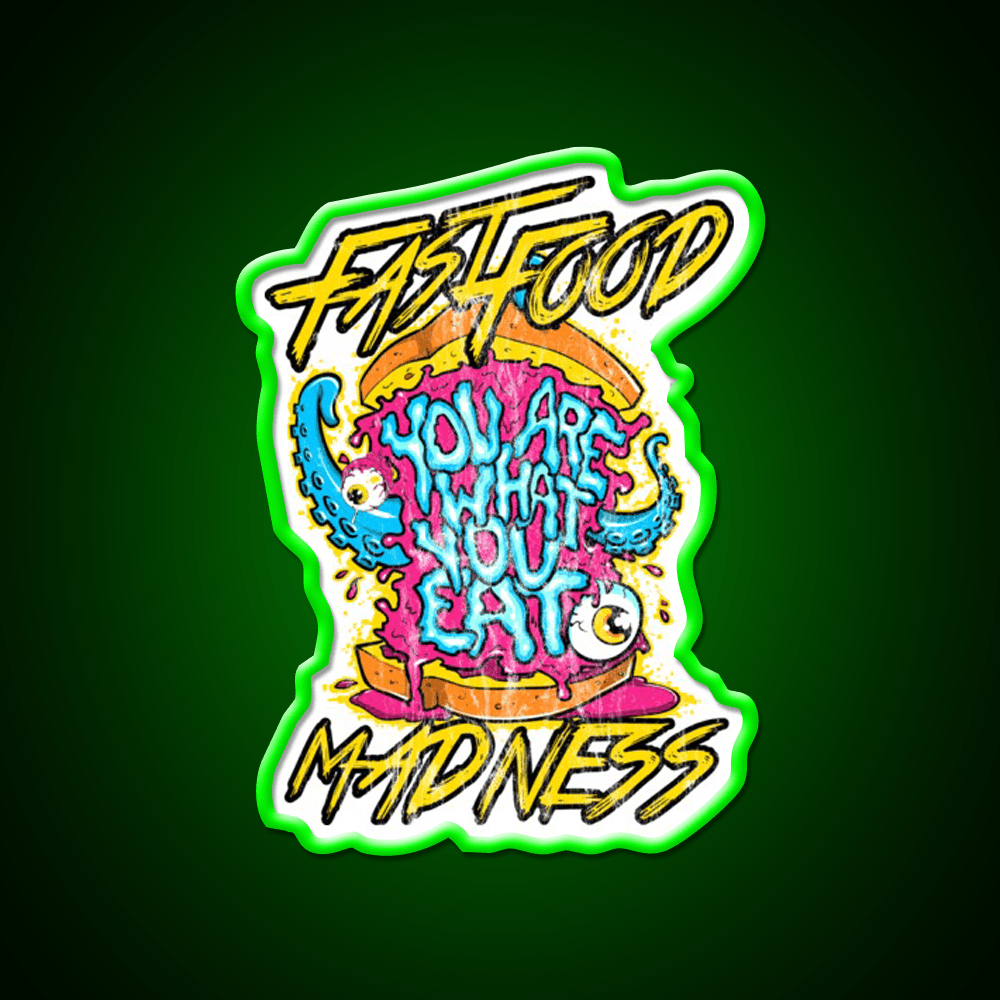Fast Food Monster Crazy Monster Fast Food Led Neon Sign For Burger Place Rgb Color - Shineneon