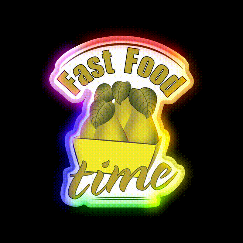 Fast Food Time Fast Food Led Neon Sign For Burger Place Rgb Color