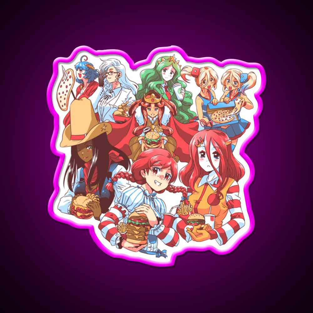 Fast Food Waifus Fast Food Led Neon Sign For Burger Place Rgb Color