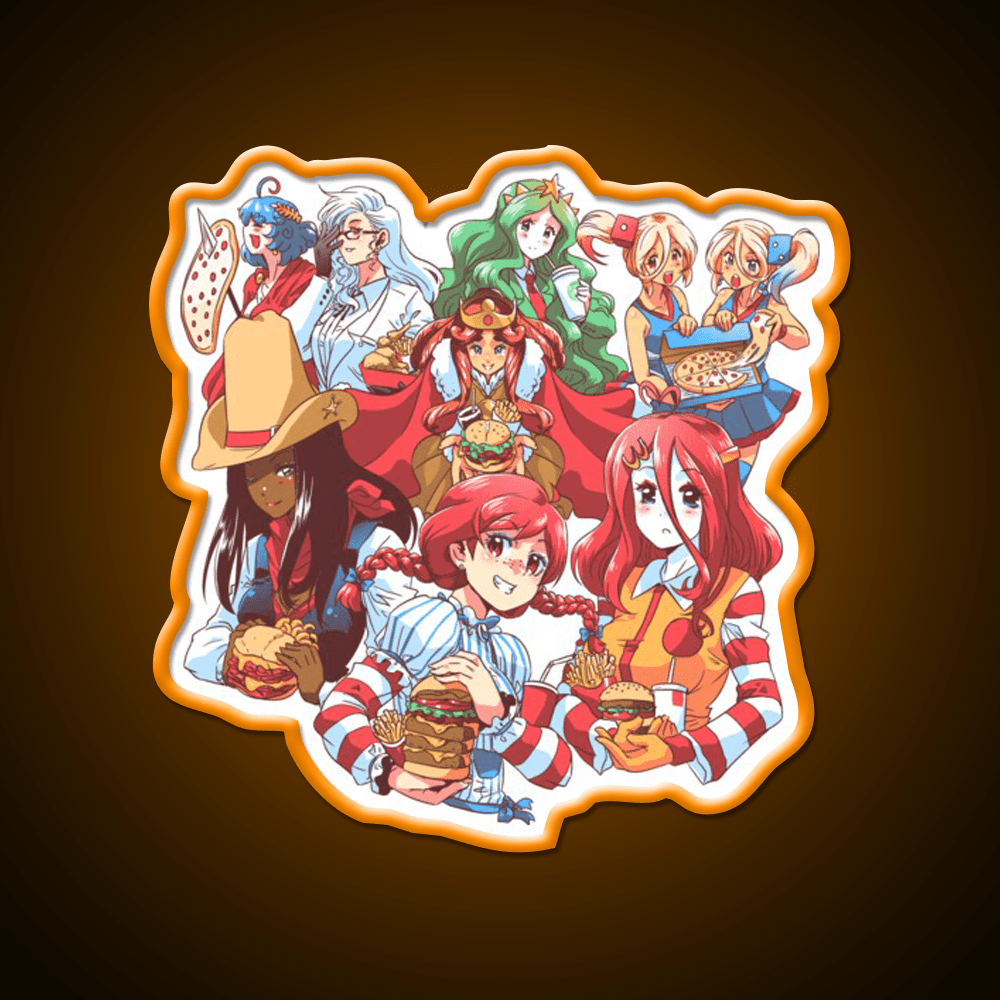 Fast Food Waifus Fast Food Led Neon Sign For Burger Place Rgb Color - Shineneon