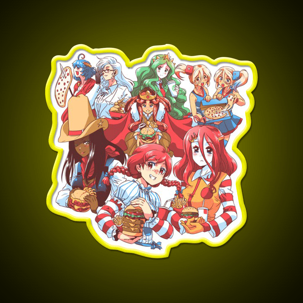 Fast Food Waifus Fast Food Led Neon Sign For Burger Place Rgb Color