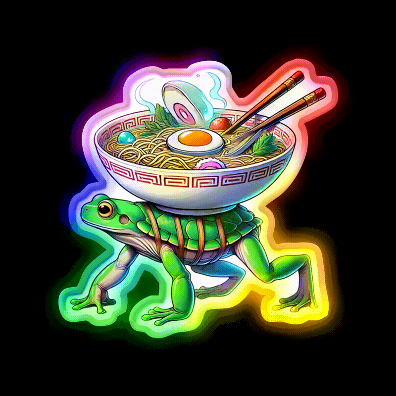 Fast Frog Ramen Fast Food Led Neon Sign For Burger Place Rgb Color