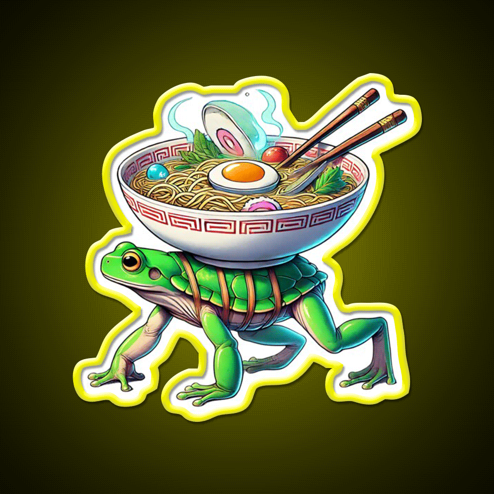 Fast Frog Ramen Fast Food Led Neon Sign For Burger Place Rgb Color