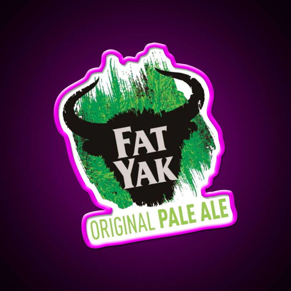 Fat Yak Logo Beer Bar Decor Led Neon Sign Rgb Color - Neon sign mounted on wall in room