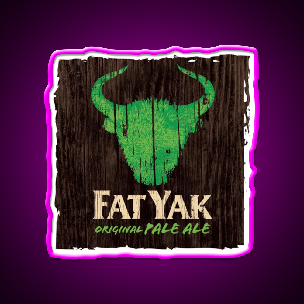 Fat Yak Logo Beer Bar Decor Led Neon Sign Wall Art Rgb Color - Neon sign mounted on wall in room