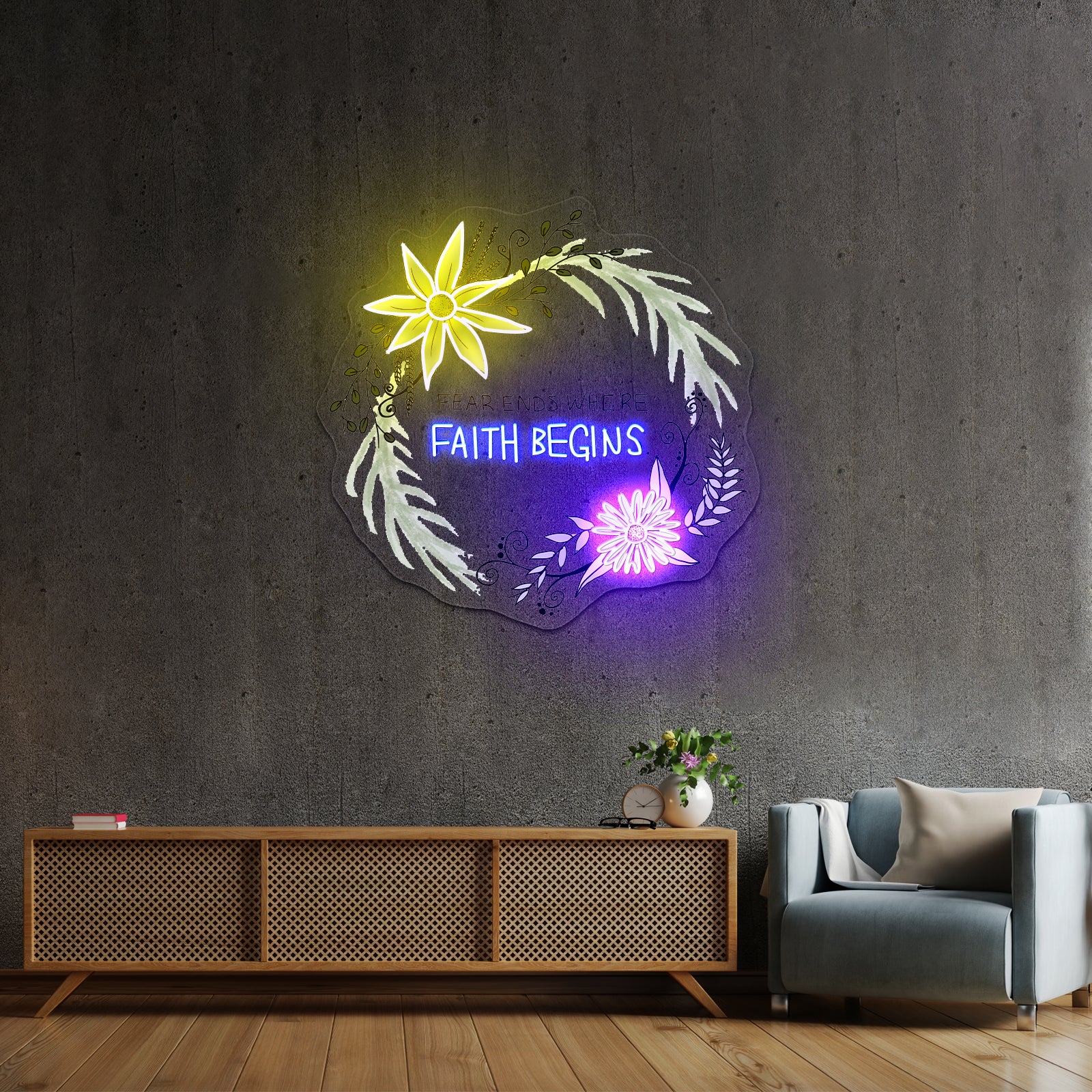 Fear Ends Where Faith Begins Light Up Signs Custom