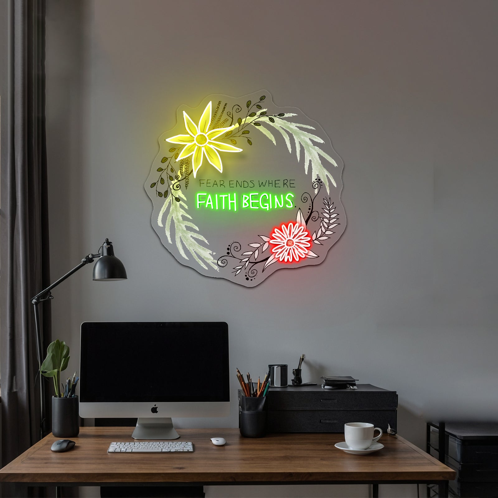 Fear Ends Where Faith Begins Light Up Signs Custom