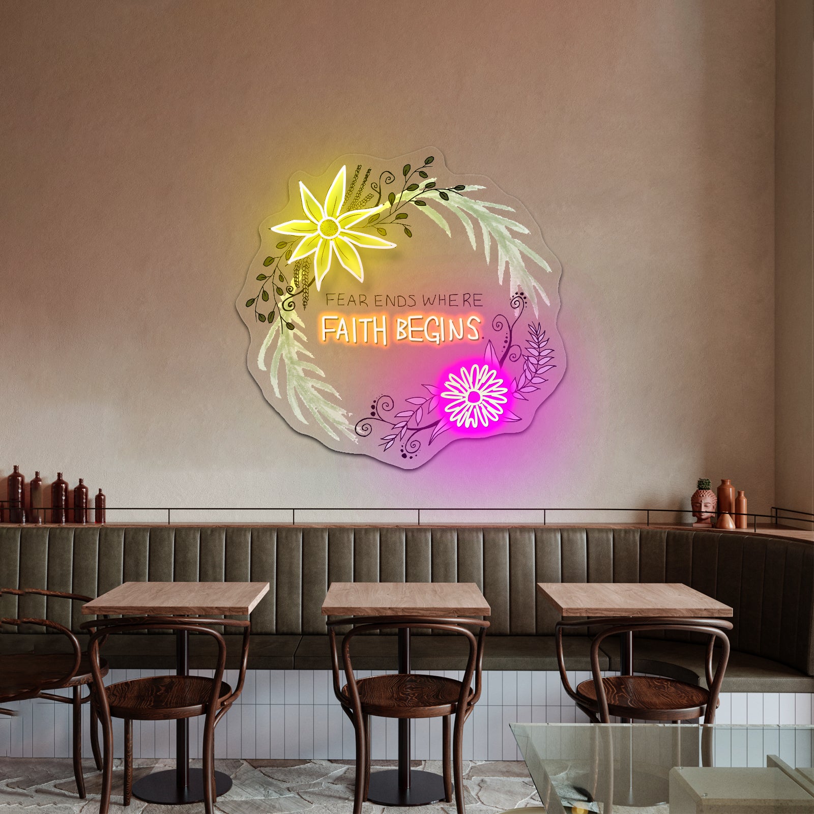 Fear Ends Where Faith Begins Light Up Signs Custom