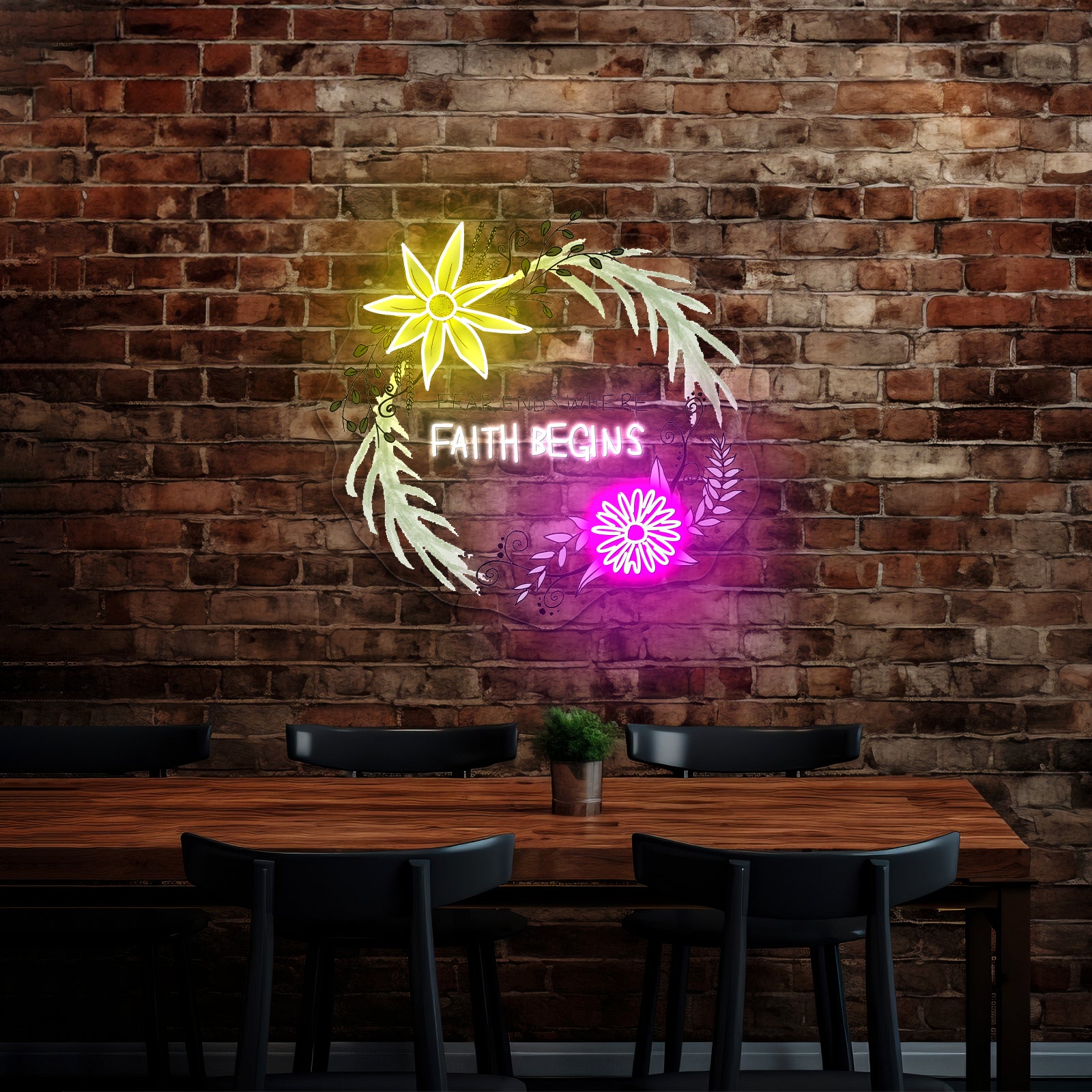 Fear Ends Where Faith Begins Light Up Signs Custom