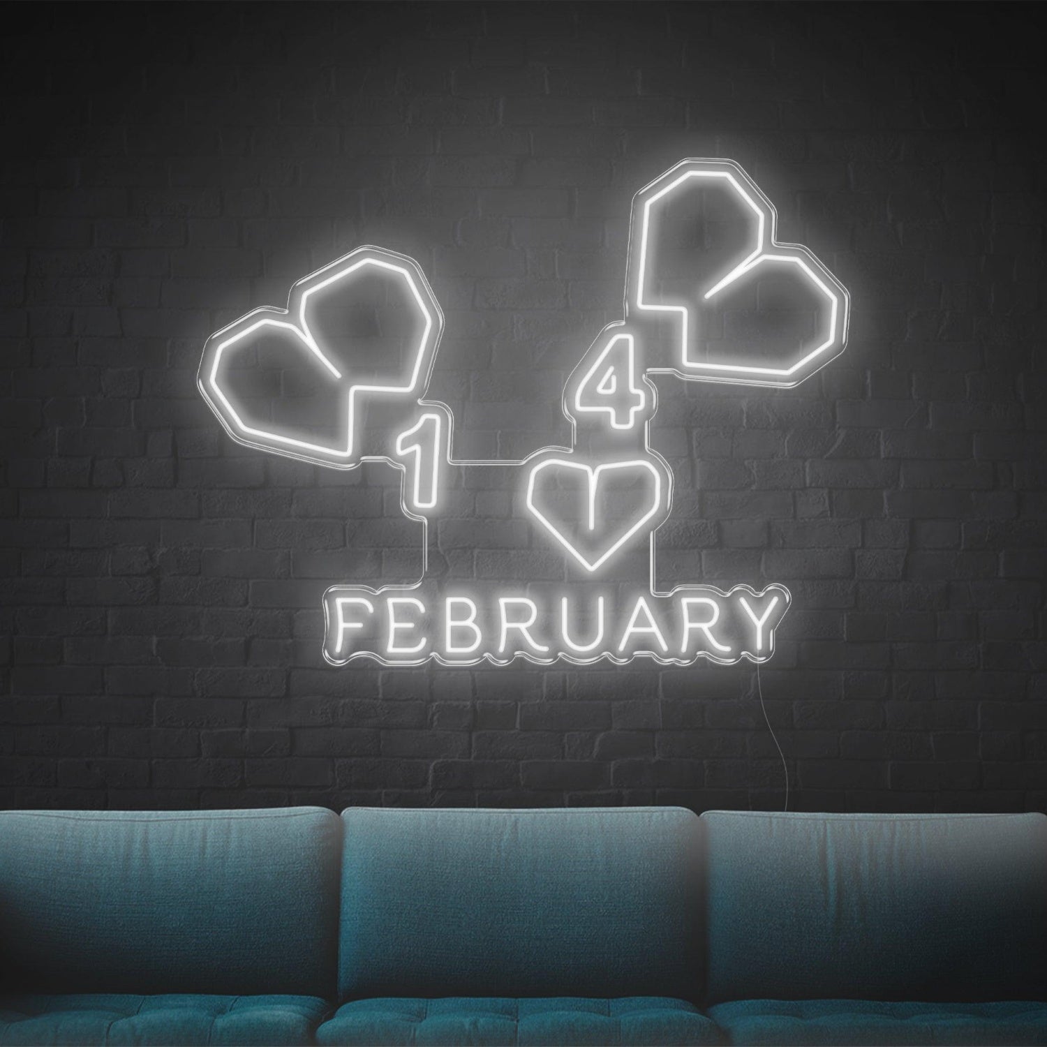 February-14 Heart Led Neon Sign For Indoor Valentines Decor | Shineneon