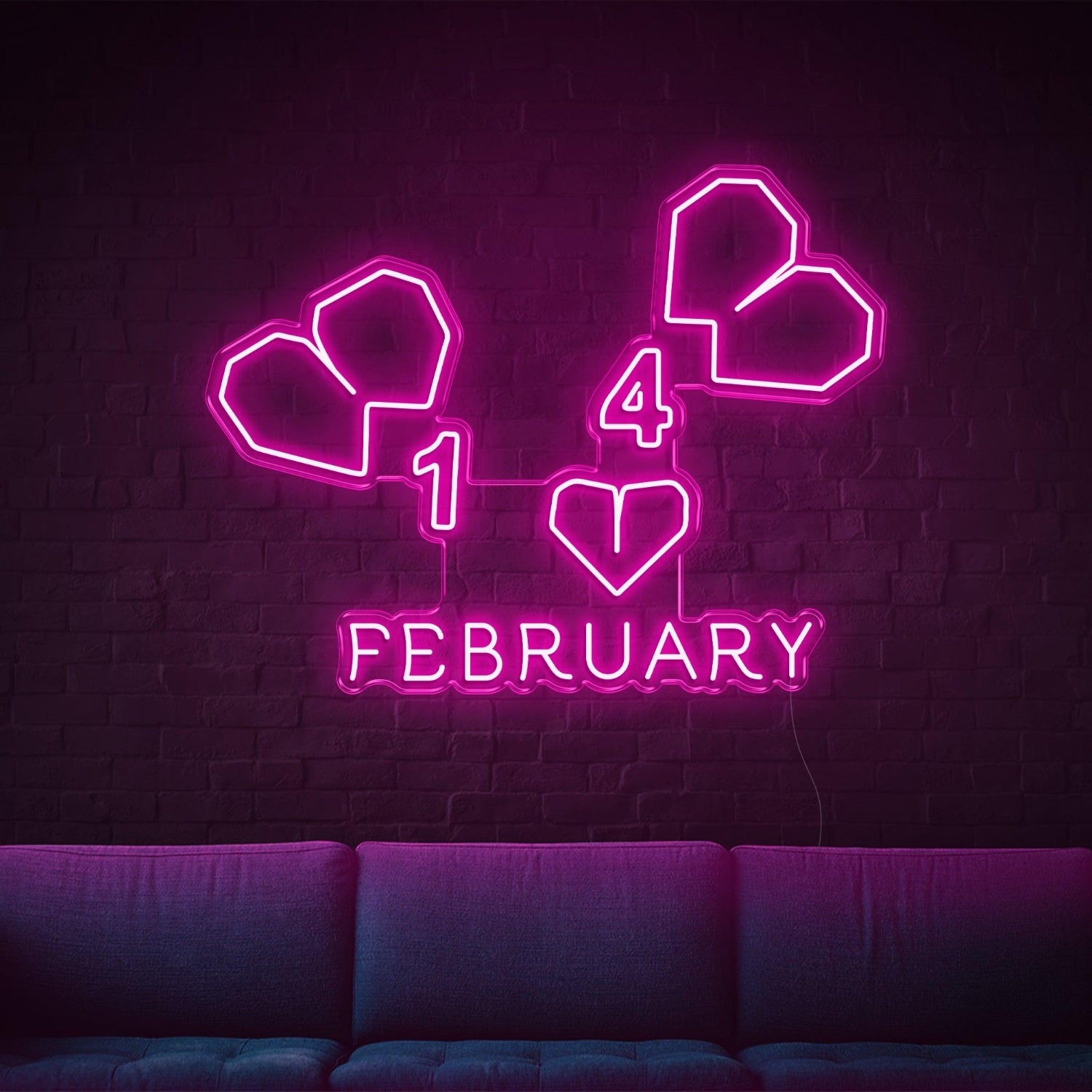 February-14 Heart Led Neon Sign For Indoor Valentines Decor | Shineneon