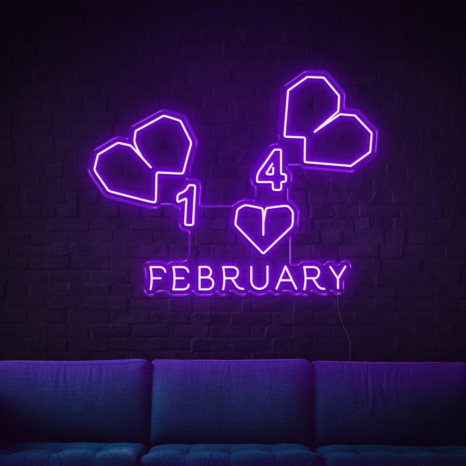 February-14 Heart Led Neon Sign For Indoor Valentines Decor | Shineneon