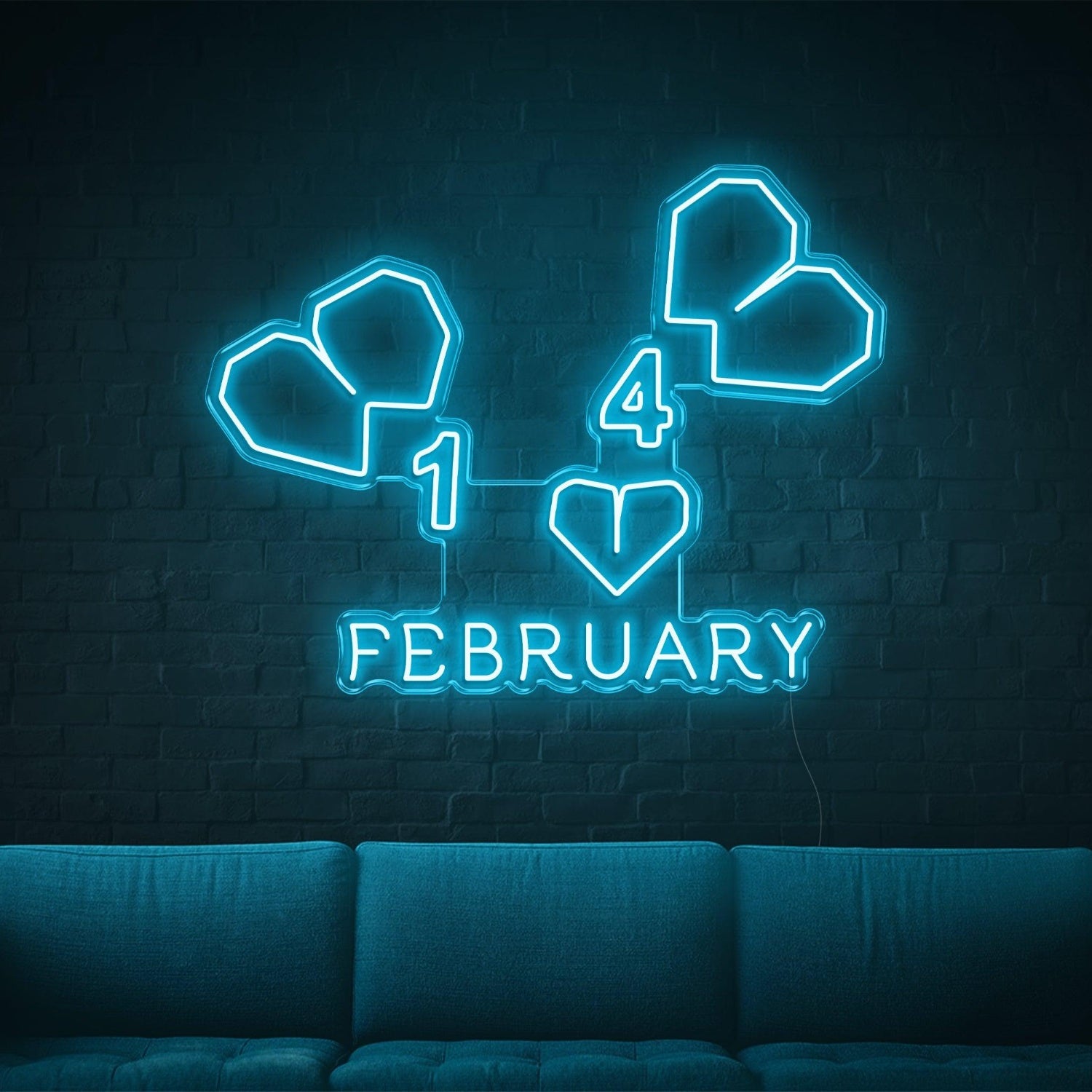 February-14 Heart Led Neon Sign For Indoor Valentines Decor | Shineneon