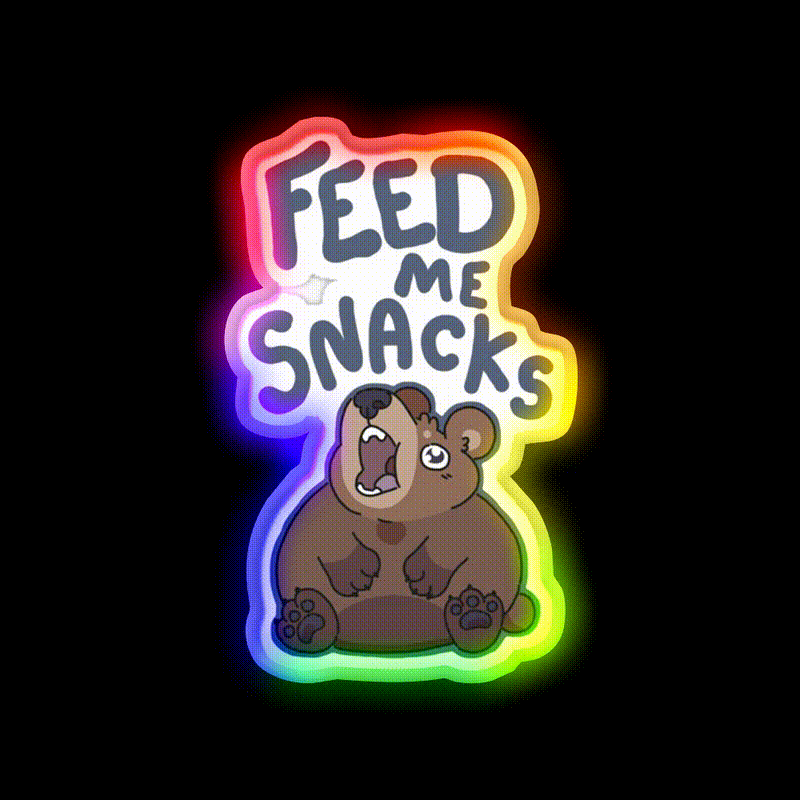 Feed Me Snacks Snack Food Led Neon Sign Rgb Color - LED neon sign close-up detail