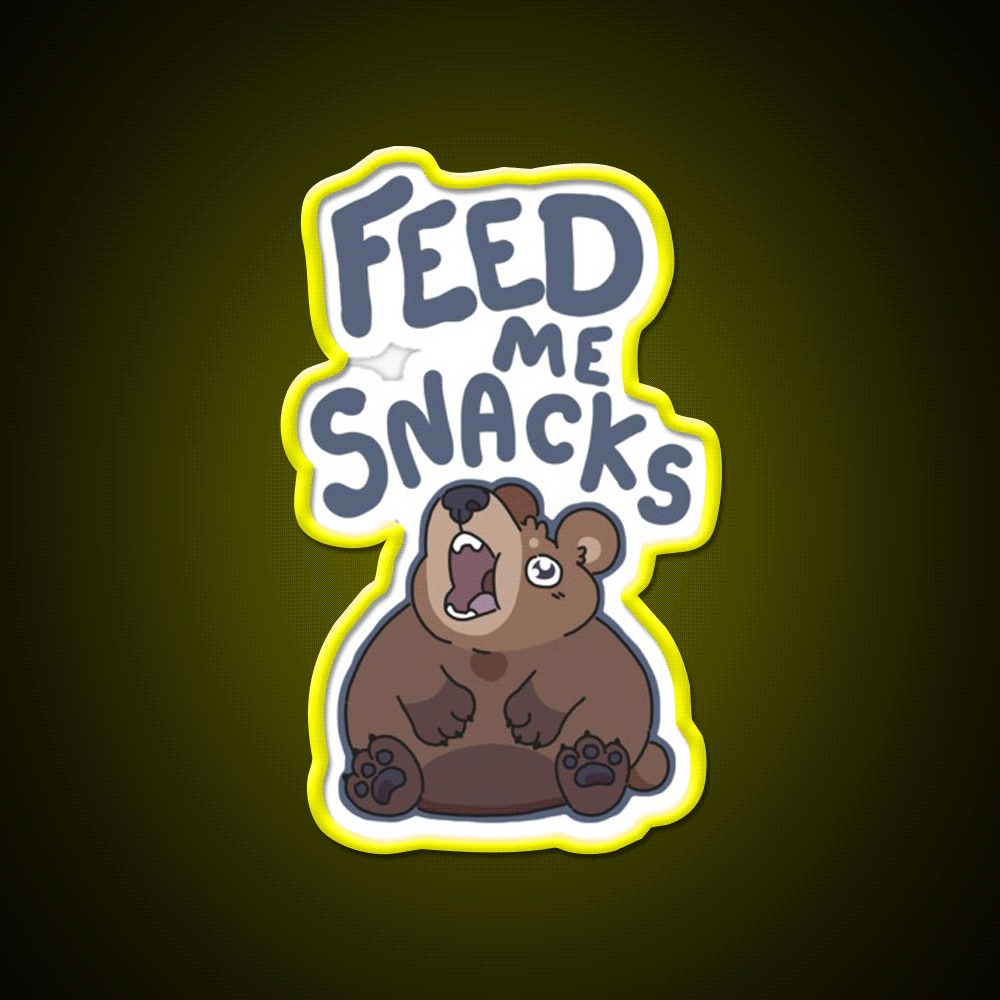 Feed Me Snacks Snack Food Led Neon Sign Rgb Color - Custom LED neon sign front view