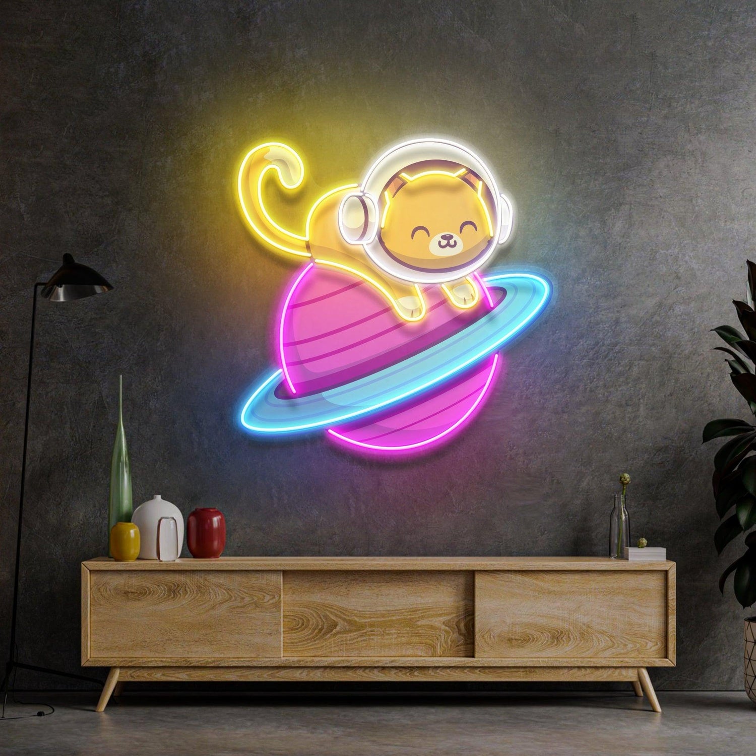 Feeline Astronaut Chilling Uv Printed Led Neon Sign For Space Room Decor | Shineneon