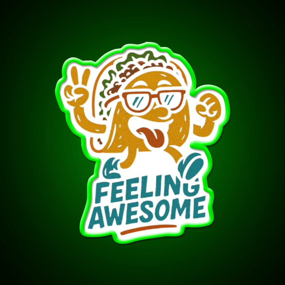 Feeling Awesome Taco Dancing Happy Snack Taco Led Neon Sign Rgb Color - Shineneon
