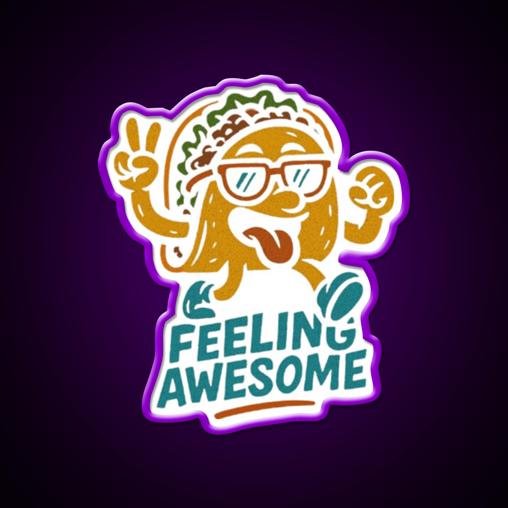 Feeling Awesome Taco Dancing Happy Snack Taco Led Neon Sign Rgb Color - Shineneon