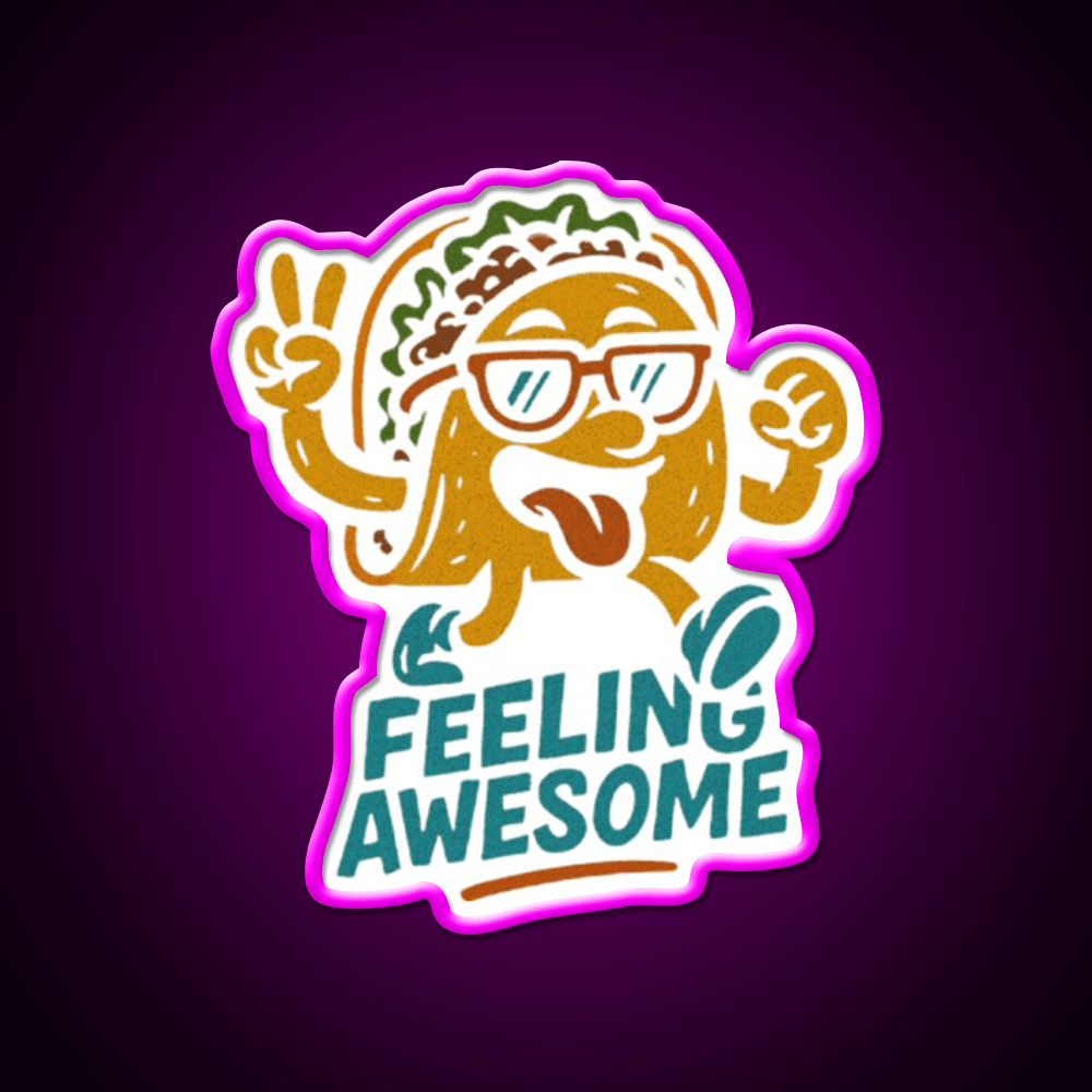 Feeling Awesome Taco Dancing Happy Snack Taco Led Neon Sign Rgb Color - Shineneon
