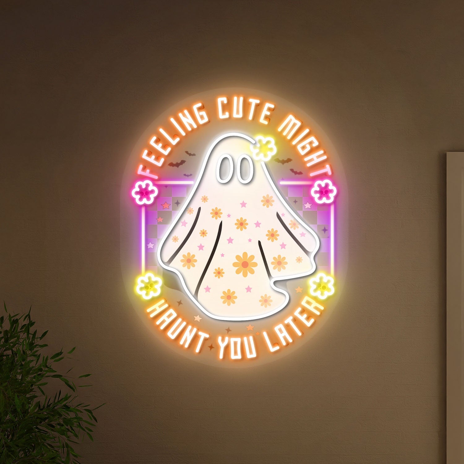 Feeling Cute Might Haunt You Later Halloween Acrylic Led Neon Sign | Shineneon