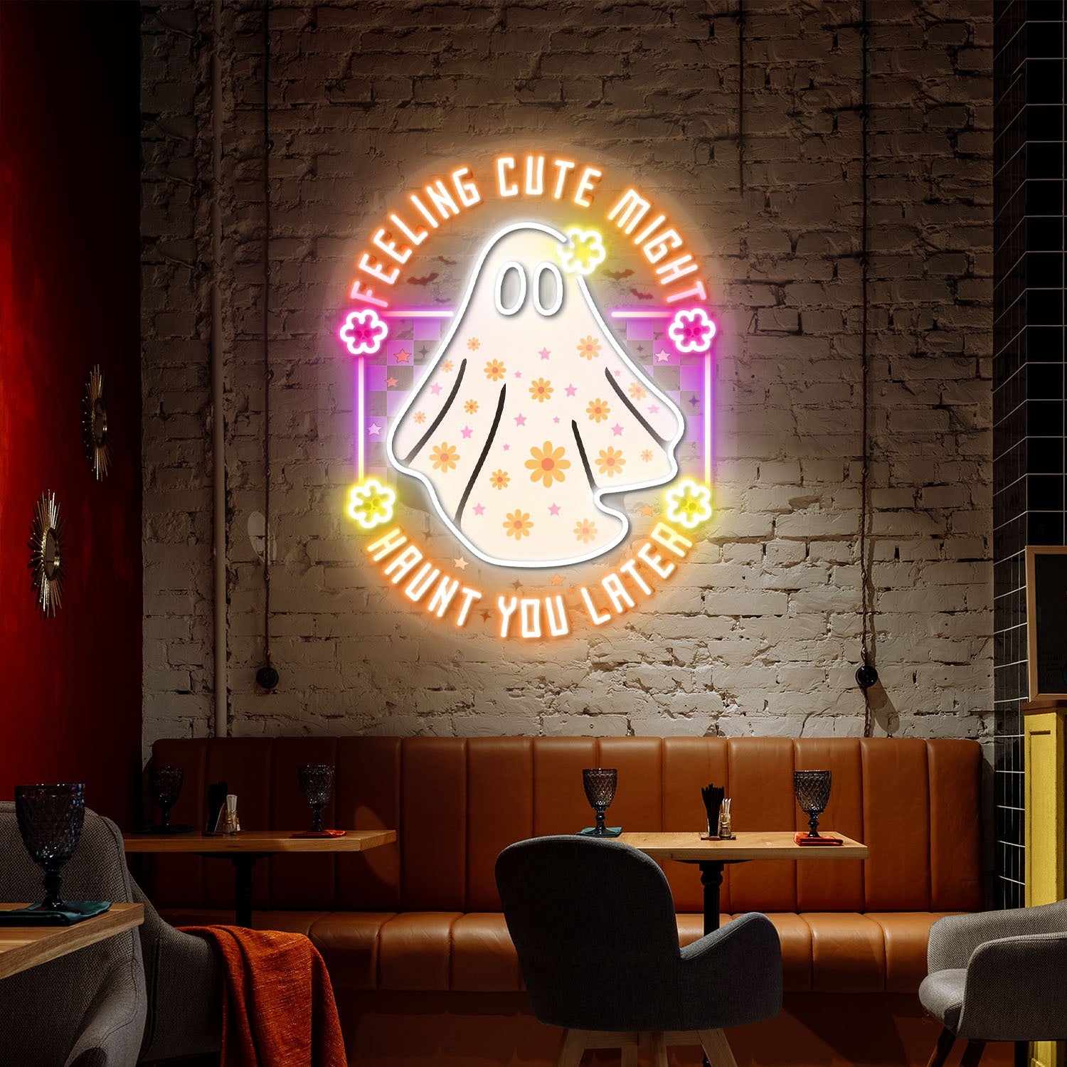 Feeling Cute Might Haunt You Later Halloween Acrylic Led Neon Sign | Shineneon