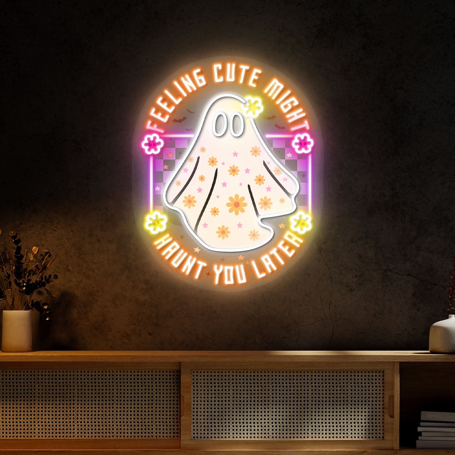 Feeling Cute Might Haunt You Later Halloween Acrylic Led Neon Sign | Shineneon