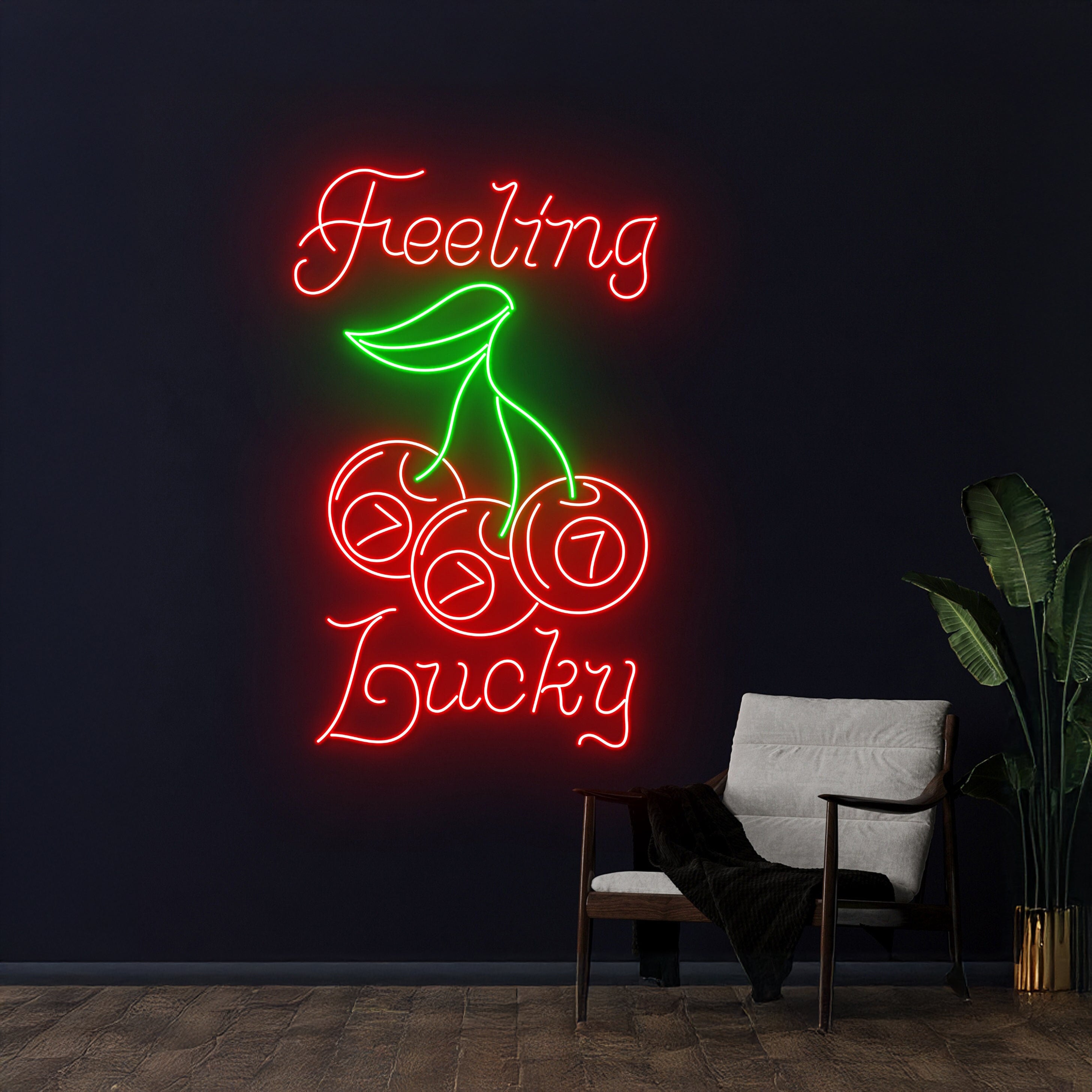Feeling Lucky 777 Cherry Led Sign | Shineneon