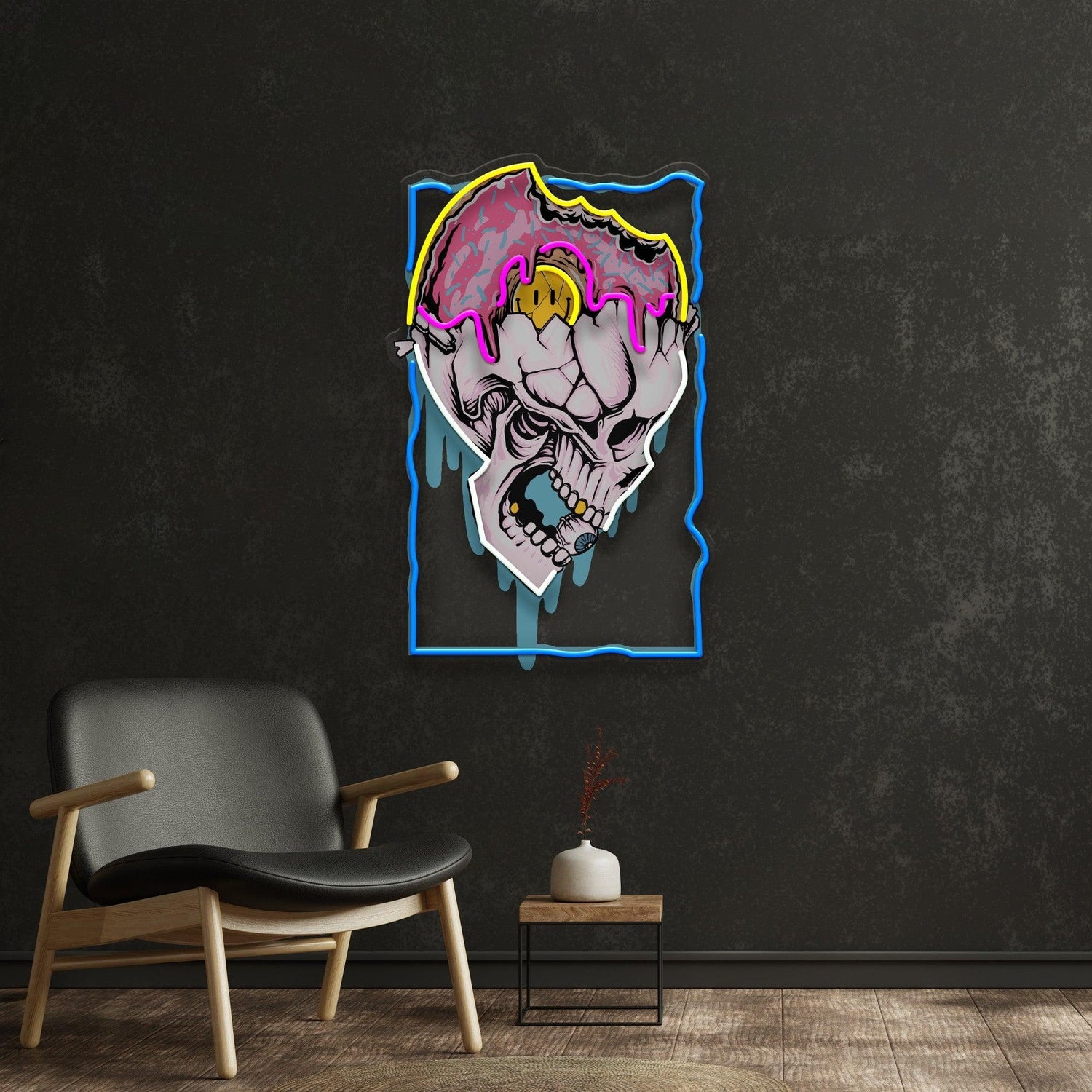 Feeling Skull Melt-Effect Blue-Yellow-Pink Uv Printed Led Neon Sign For Studio Decor | Shineneon