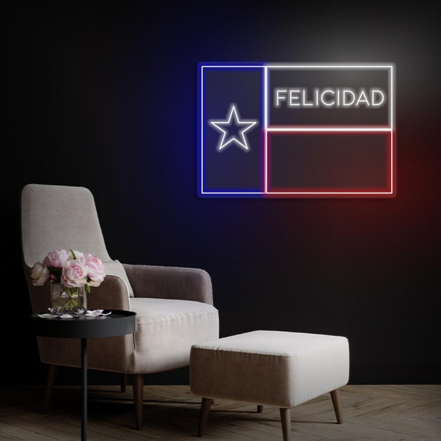 Felicidad Texas Flag Tri-Color Led Neon Sign Indoor Wall Art Decor | Shineneon