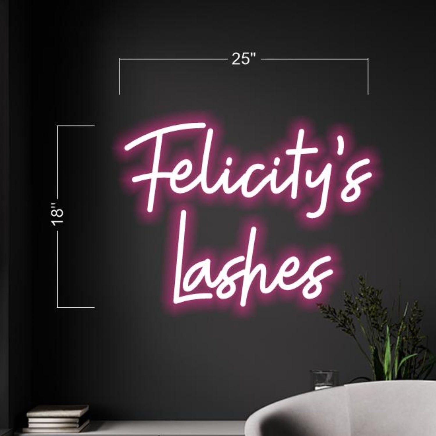 Felicitys Lashes Pink Script Led Neon Sign For Indoor Beauty Decor | Shineneon