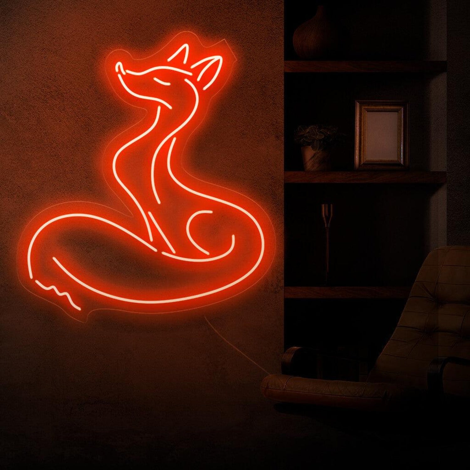 Female Fox Red Curved Line Art Led Neon Sign For Modern Home Decor | Shineneon
