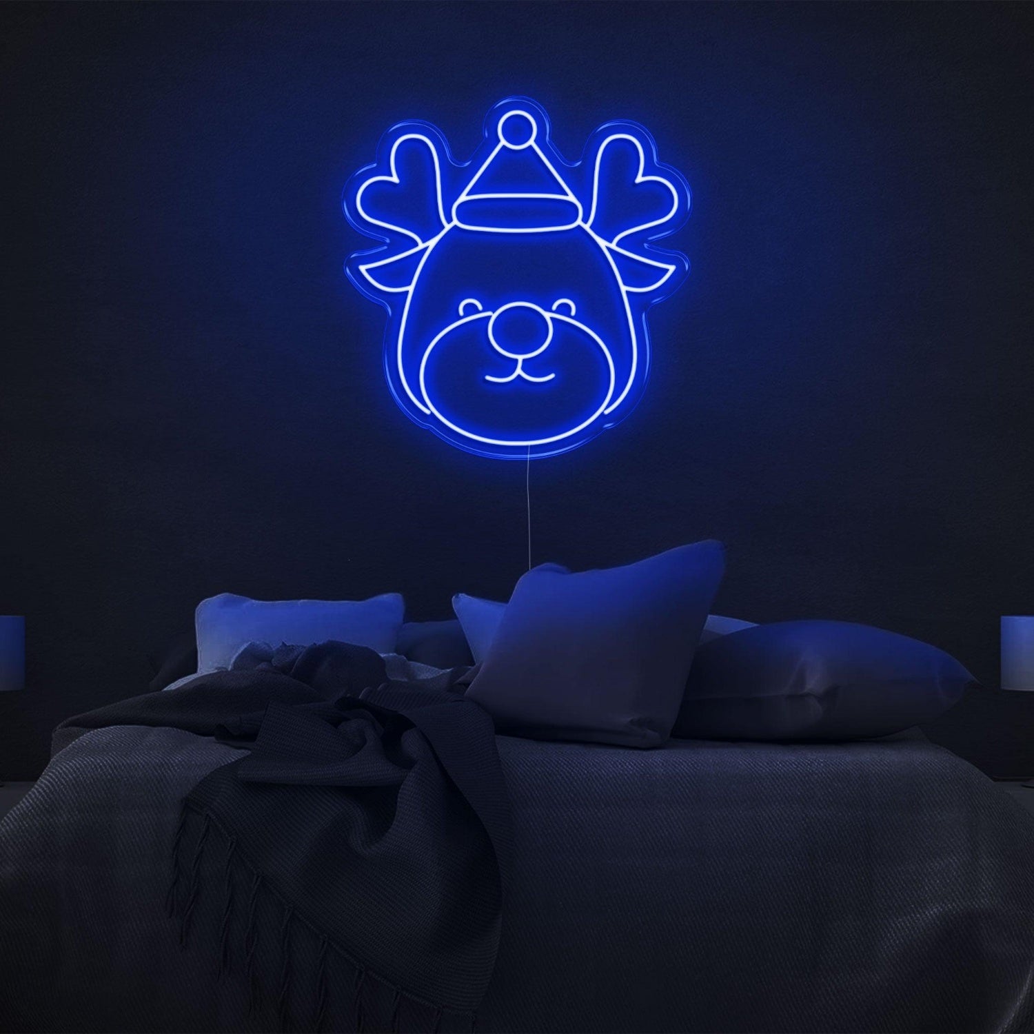 Festive Cartoon Reindeer Heart Antlers Led Neon Sign For Bedroom Christmas Decor | Shineneon