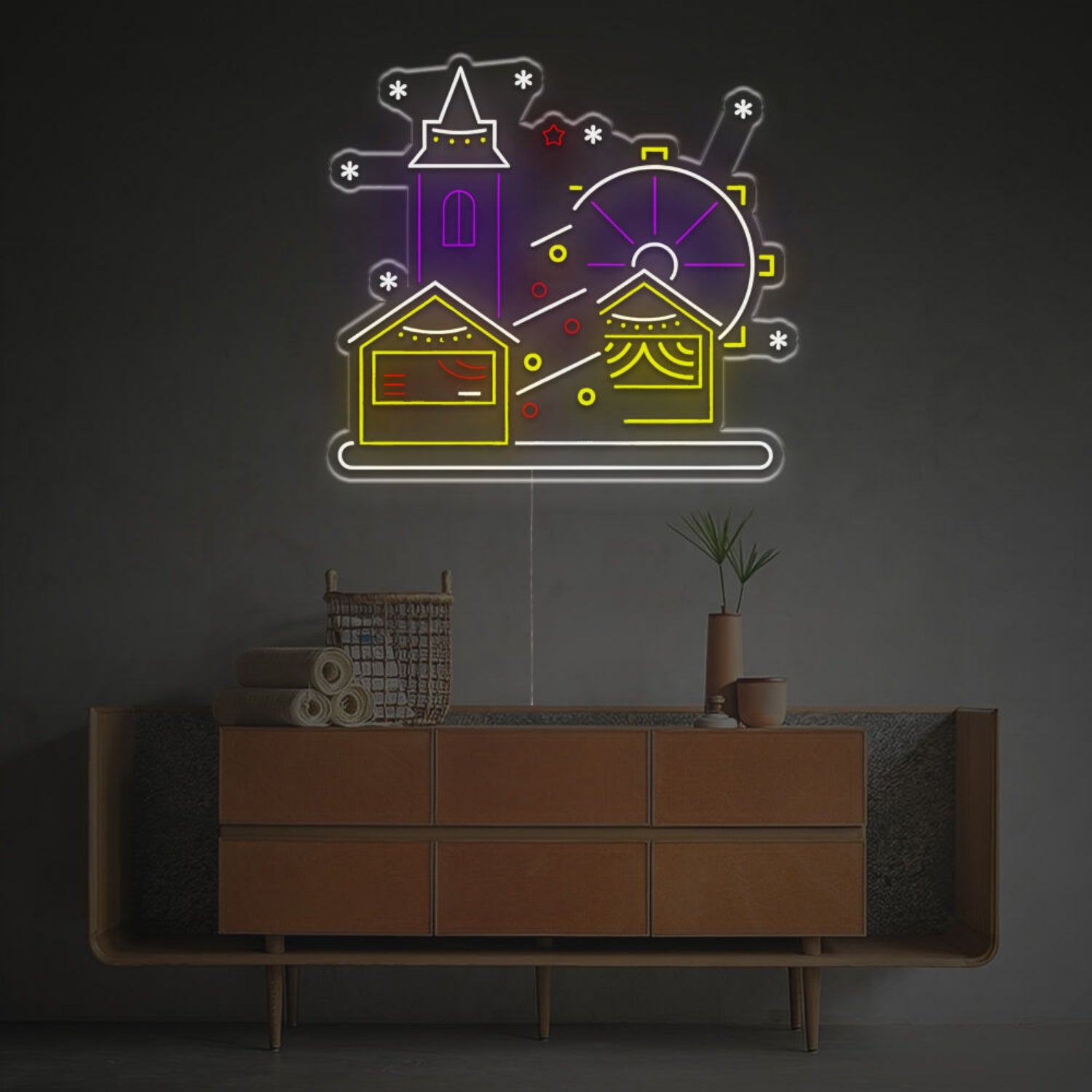 Festive Season Christmas Street Scene Led Neon Sign For Home | Shineneon