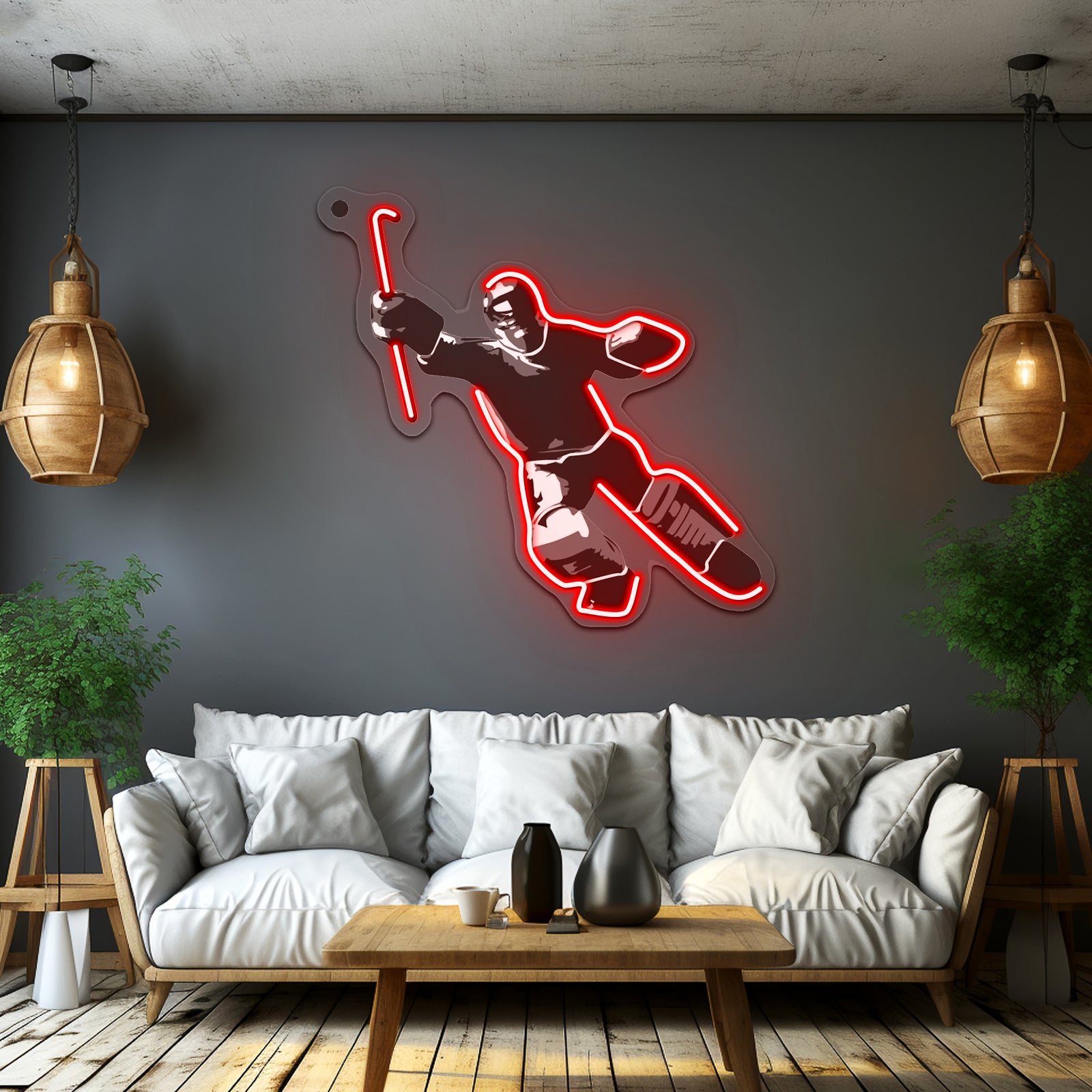 Field Hockey Goalie Artwork Custom Neon Led Sign - Custom LED neon sign front view