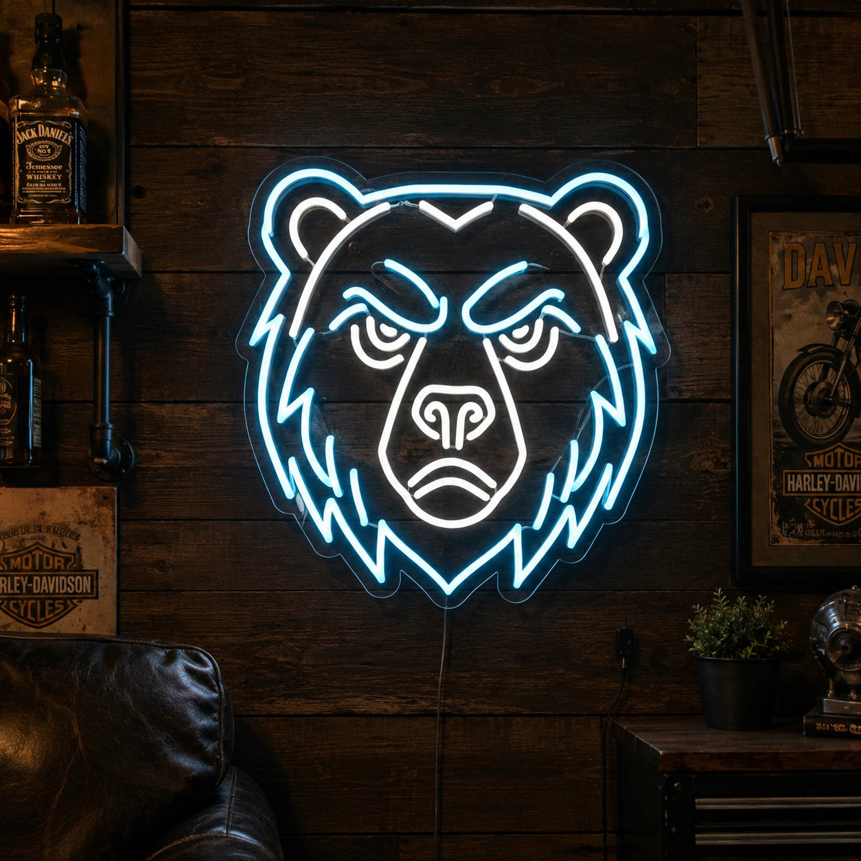 Fierce Bear Head Neon Sign LED Neon Sign real lifestyle scene