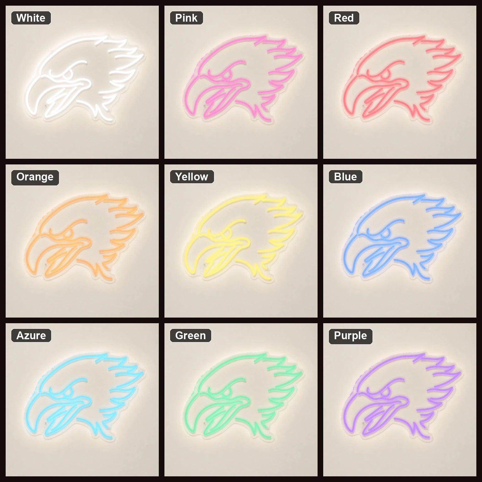 Fierce Eagle LED Neon Sign color grid