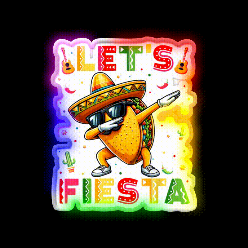 Fiesta Squad Taco Cinco De Mayo Boys Men Kids Taco Led Neon Sign Rgb Color