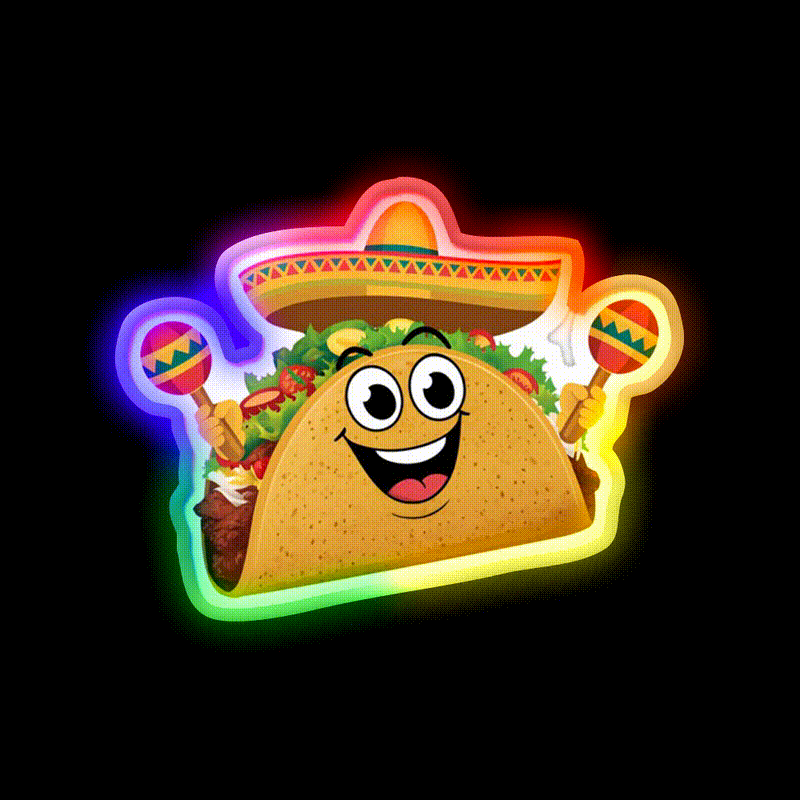 Fiesta Taco Led Neon Sign Mexican Food Sign Rgb Color - LED neon sign close-up detail
