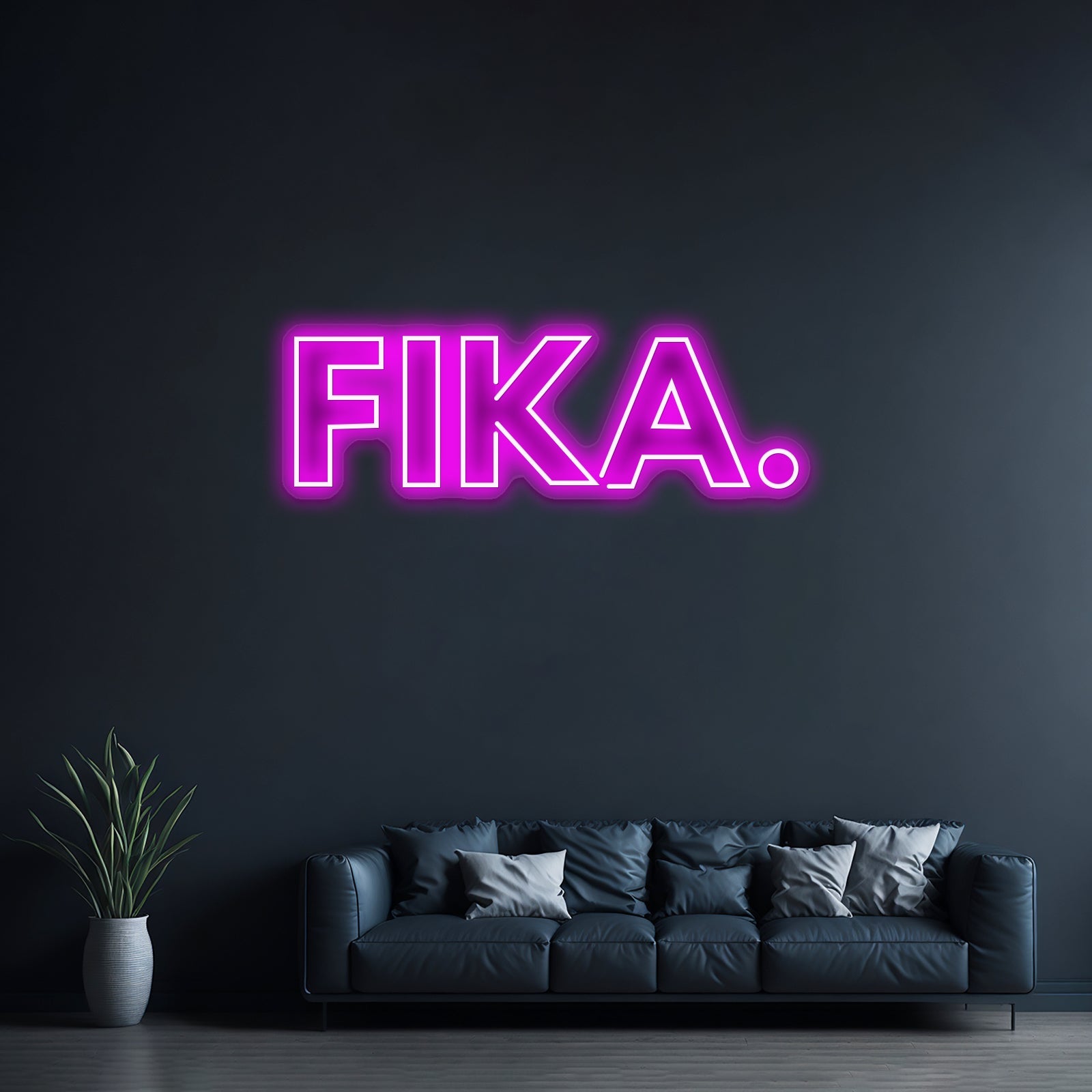Fika Capital Black And White Artwork Personalized Light Up Sign - Shineneon