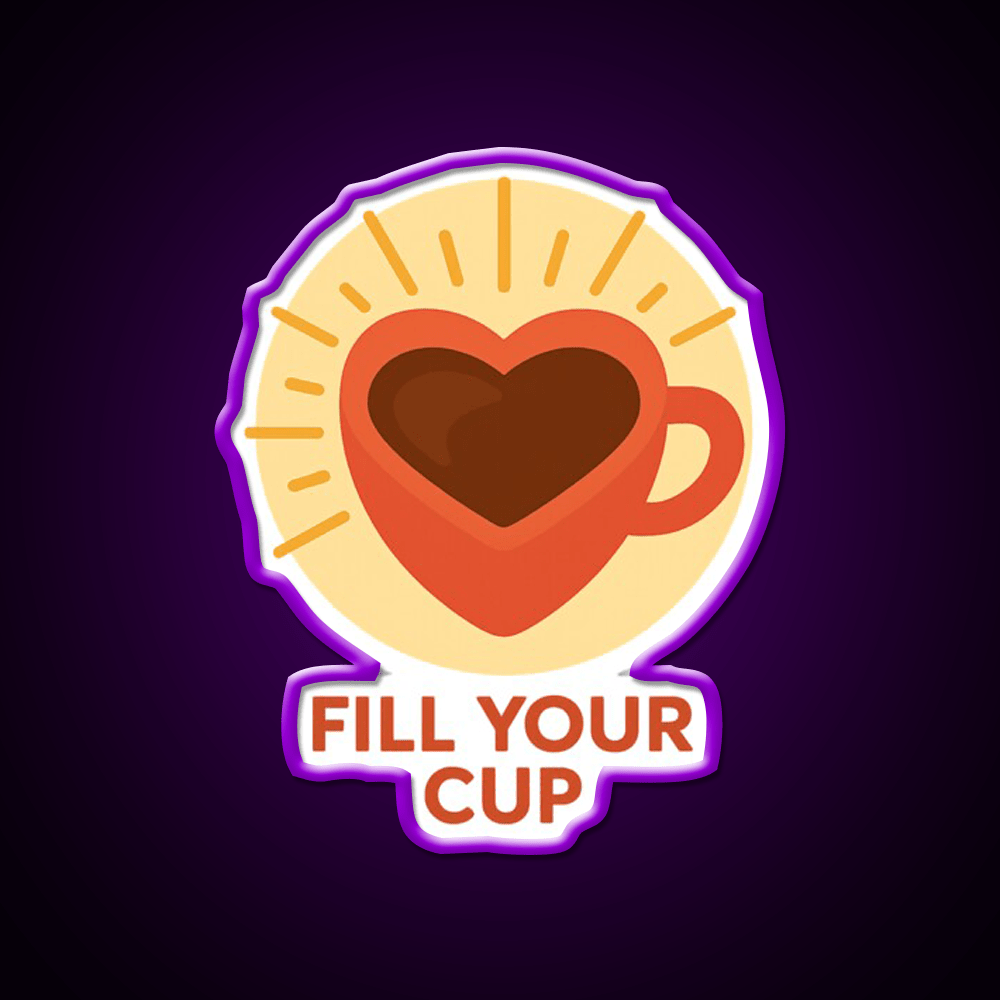 Fill Your Cup Heart Coffee Cup Cafe Led Neon Sign Espresso Bar Art Rgb Color - Shineneon