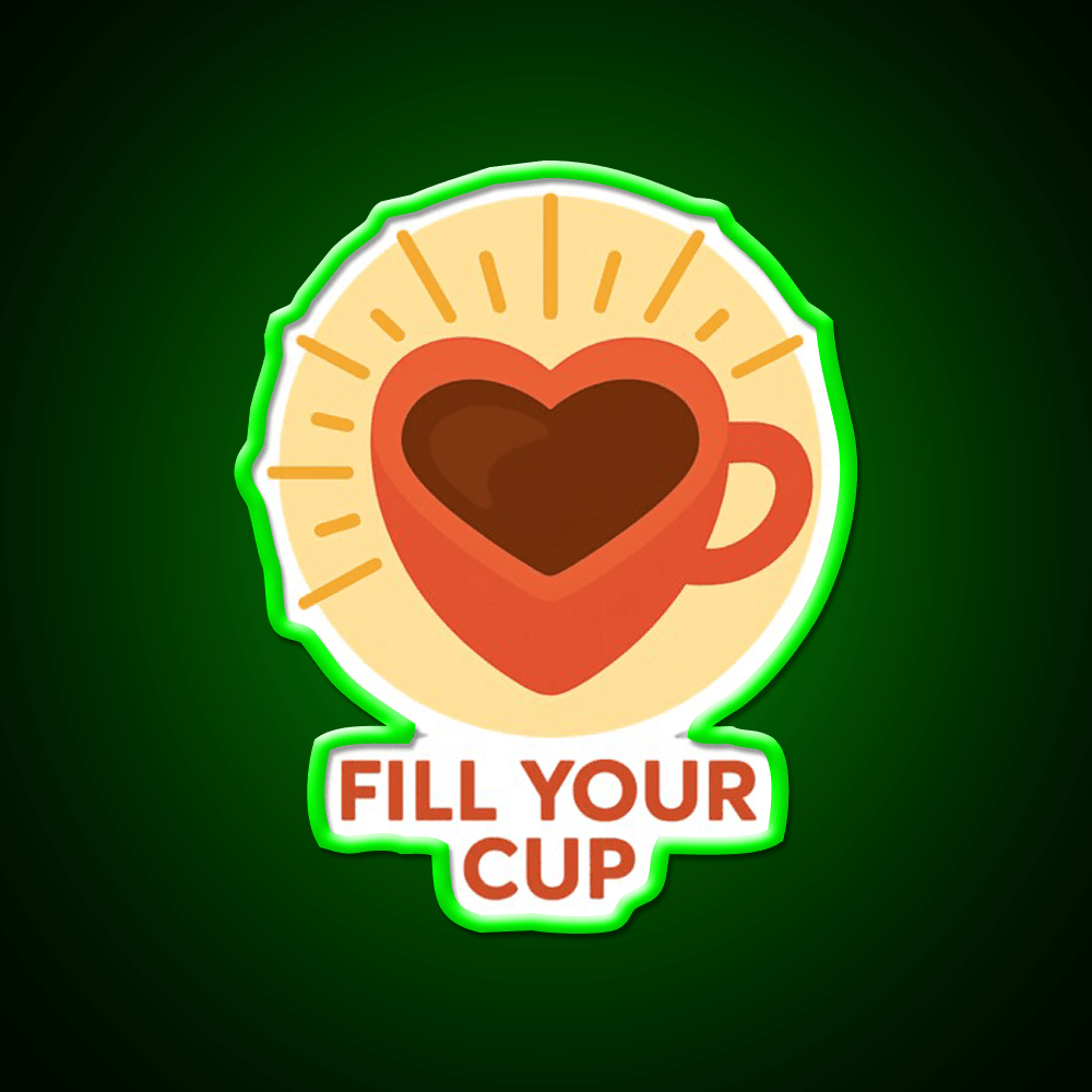 Fill Your Cup Heart Coffee Cup Cafe Led Neon Sign Espresso Bar Art Rgb Color - Shineneon