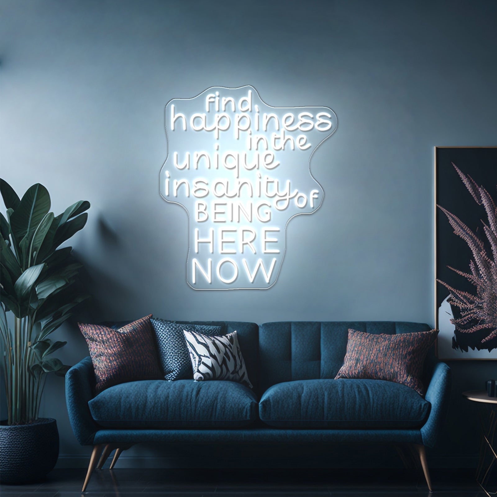 Find Happiness In The Unique Artwork Personalized Light Up Sign - Shineneon