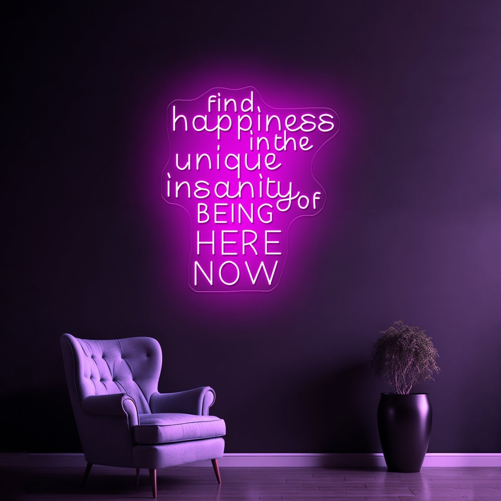 Find Happiness In The Unique Artwork Personalized Light Up Sign - Shineneon