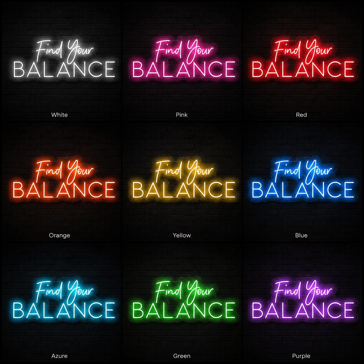 Find Your Balance Are Wall Decor LED Neon Sign - 05 Color Grid
