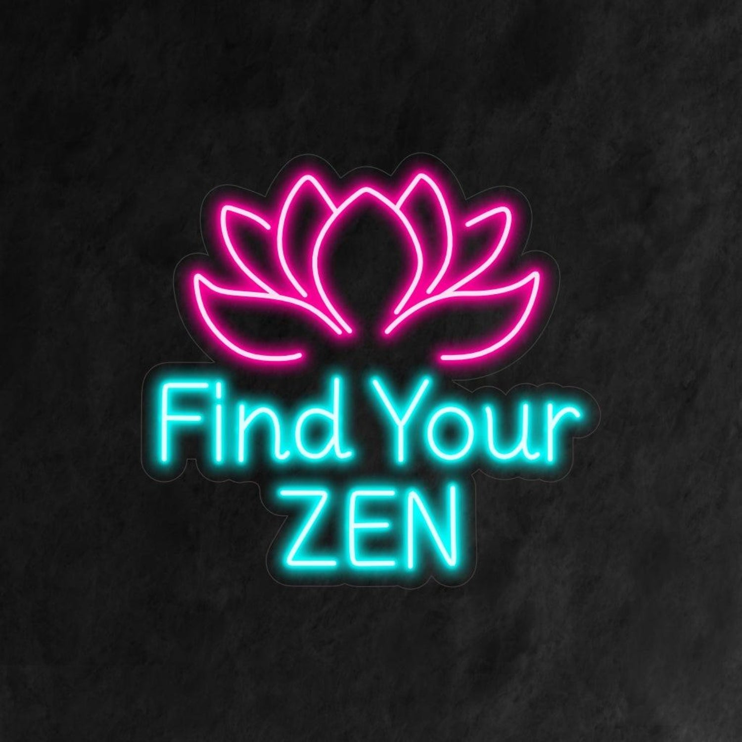 Find Your Zen Pink Lotus Teal Text Led Neon Sign Yoga Meditation Decor | Shineneon