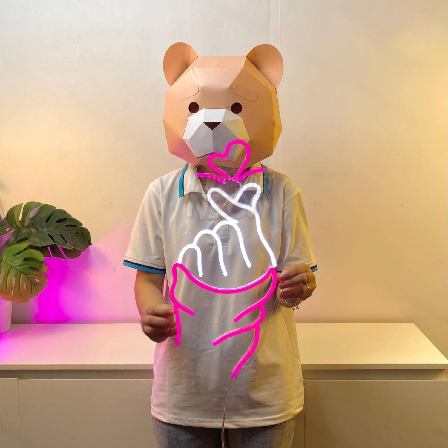 Finger Heart Hand Led Neon Sign Line Art Led Neon Sign | Shineneon