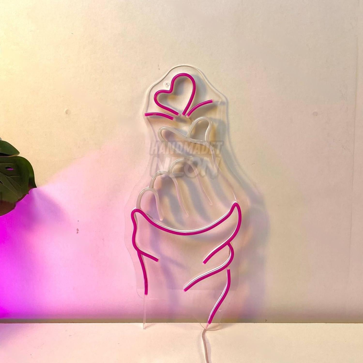 Finger Heart Hand Led Neon Sign Line Art Led Neon Sign | Shineneon