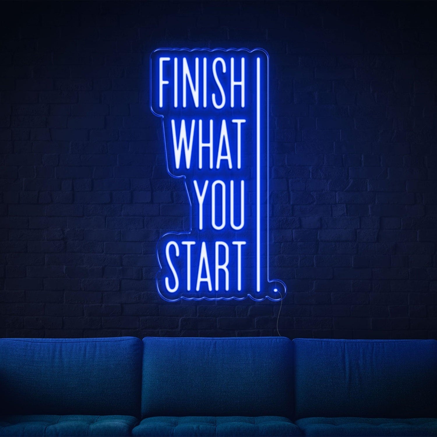 Finish What You Start Blue-White Led Neon Sign For Modern Indoor Decor | Shineneon